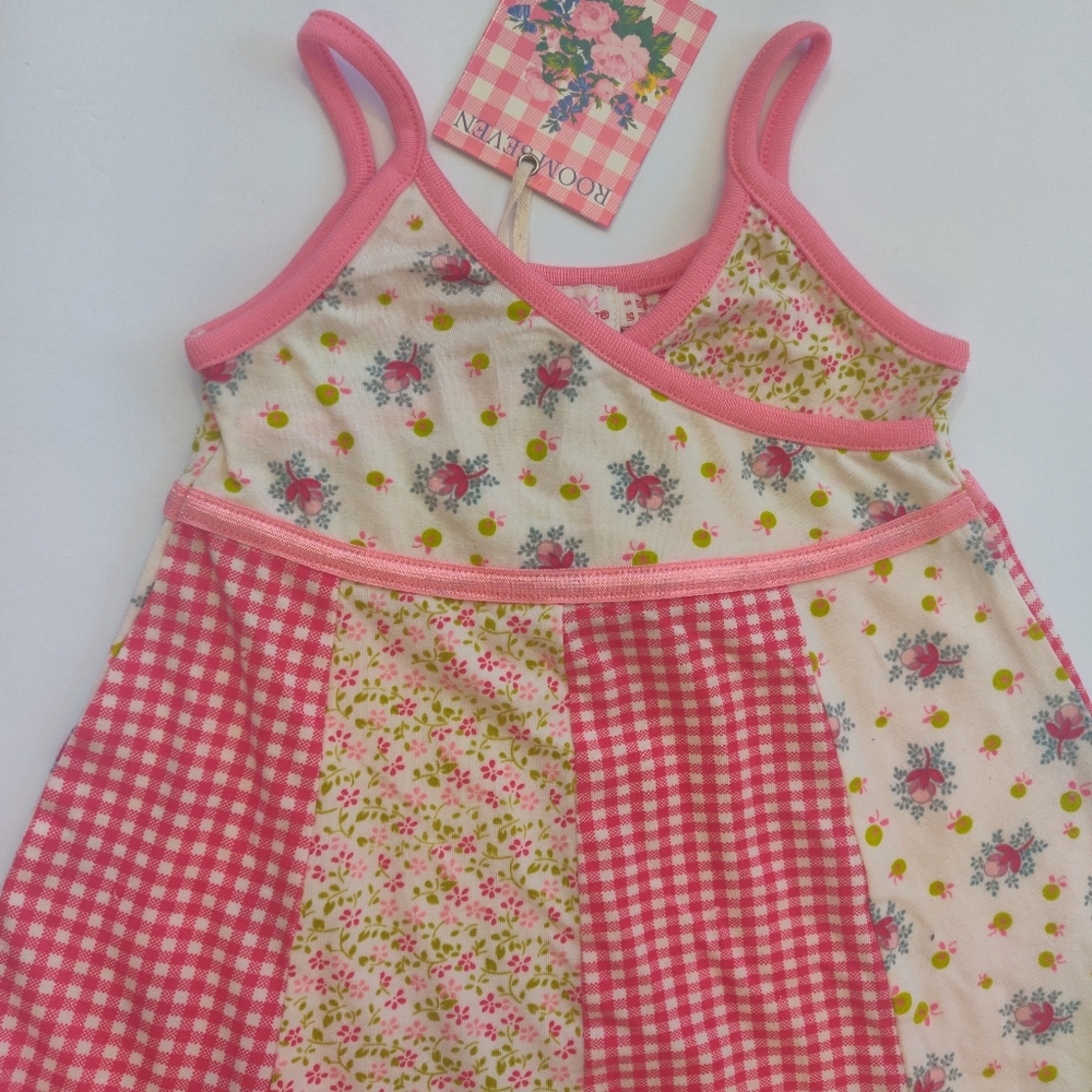 NWT Boutique Room Seven Red/Pink Floral Gingham Knit Tank Dress  Size 5 110